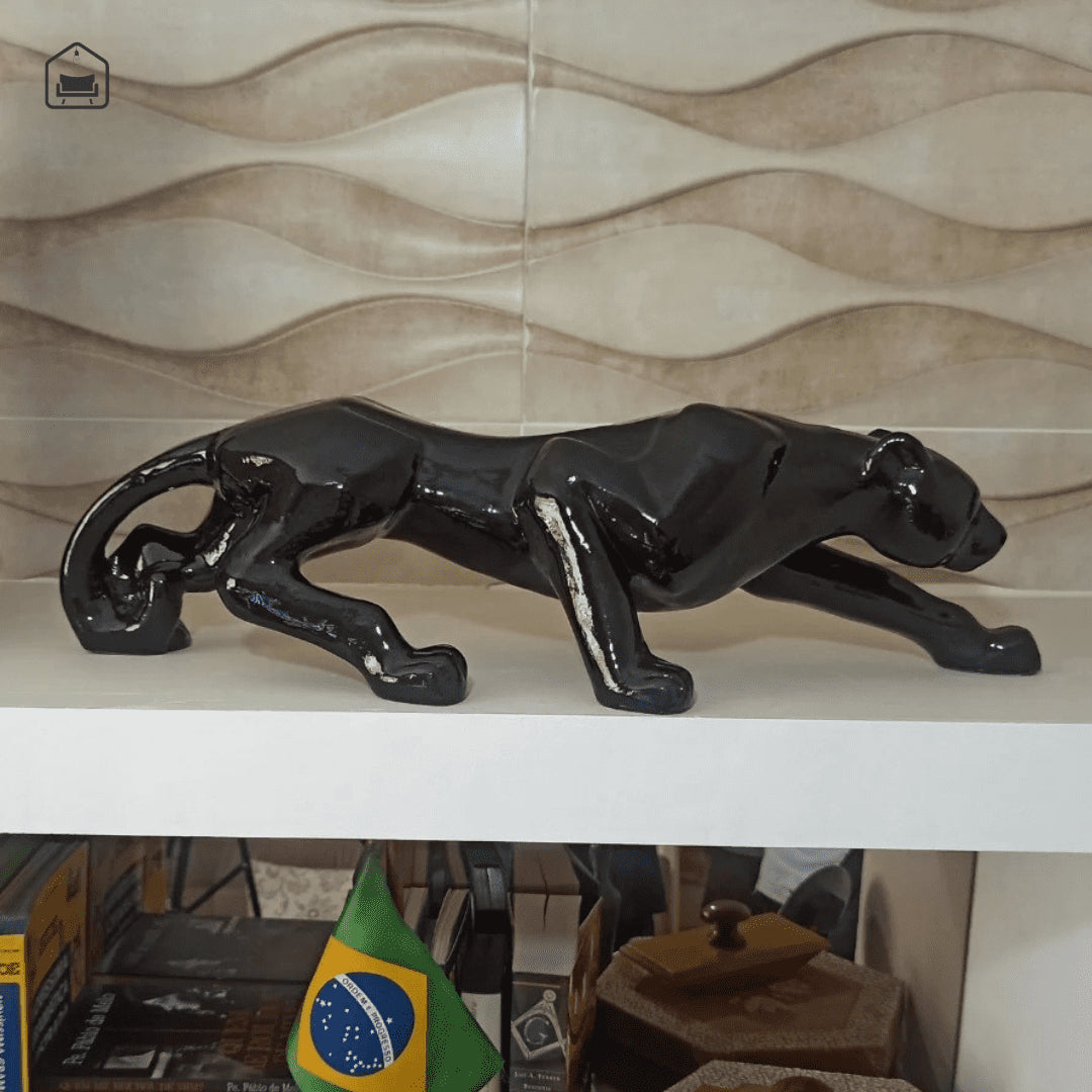 Escultura Pantera Negra Cadillac Cerâmica - 58 cm - Casamya