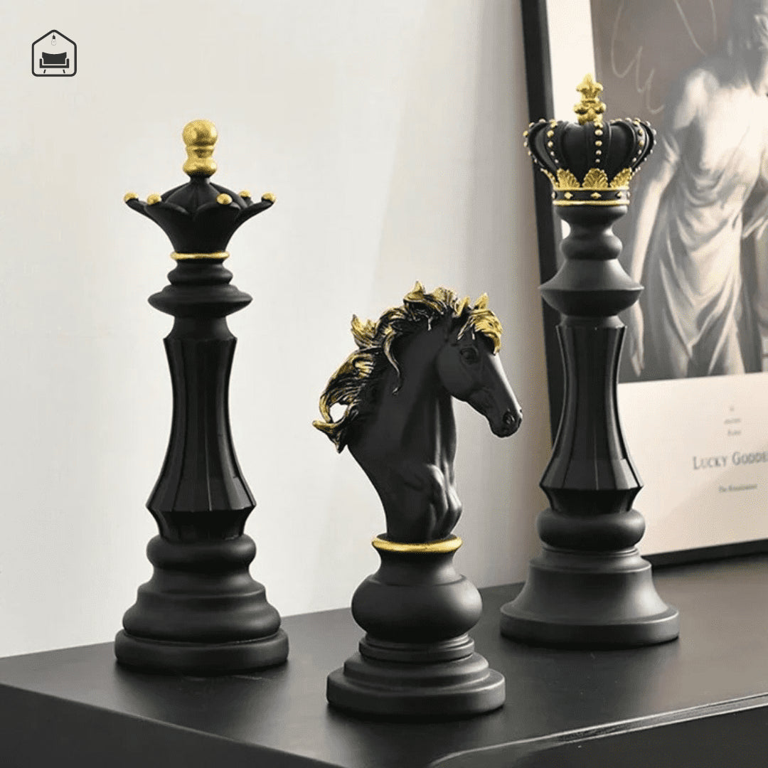 Kit 3 Peças Xadrez Decorativas - King - Casamya